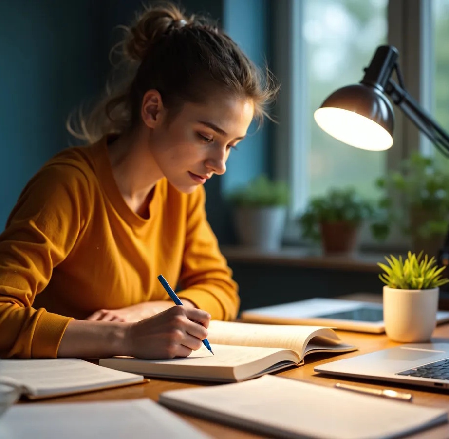 Girl studying at desk